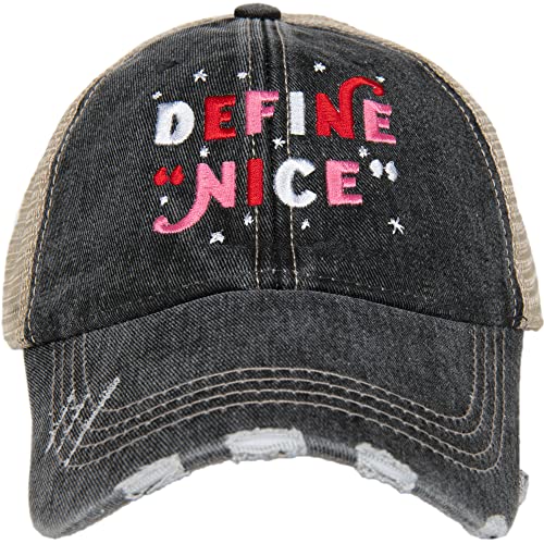 Katydid Define Nice Baseball Hat   Funny Winter & Fall Hat For Women   Stylish & Cute Trucker Hat Black