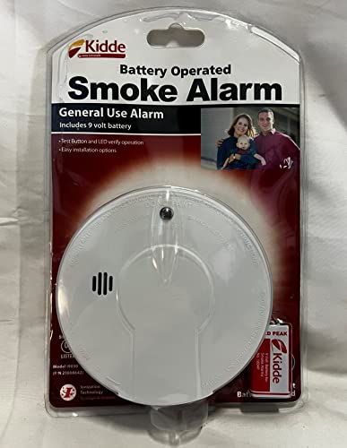 Kidde Smoke Detector, V Battery Operated Smoke Alarm, Test Reset Button, Battery Included