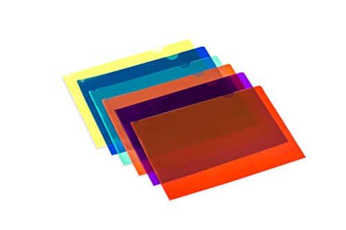 Lightahead La Clear Document Folder, Asize, Set Of In Assorted Colors, Blue, Green, Orange, Yellow, Purple, Maroon