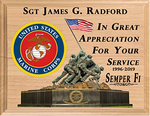 Marine Corps Retirement Gift Plaque Official Personalized Usmc Marines Custom Made In The United States   Solid Wood