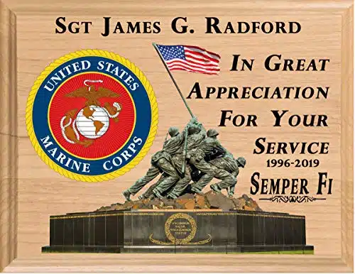 Marine Corps Retirement Gift Plaque Official Personalized Usmc Marines Custom Made In The United States   Solid Wood