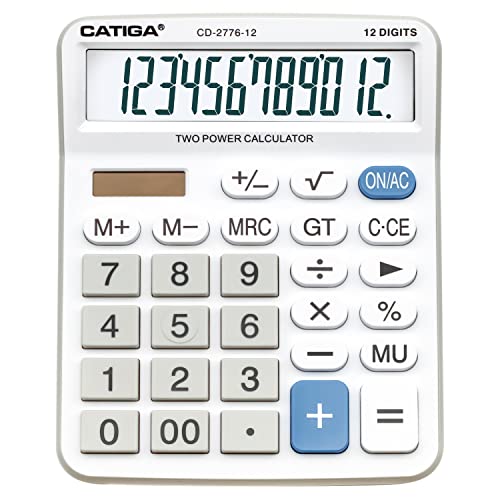 Premium Commercial Xl Digit Desktop Calculator With Huge Inch Lcd Display Screen, Giant Responsive Buttons, Battery And Solar Powered, Perfect For Homeoffice Accounting Finance Use, Cd