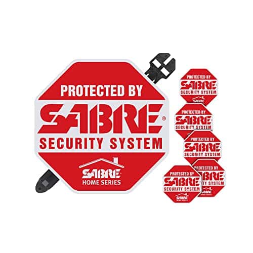 Sabre Yard Sign And Security Decals, Warns Intruders That The Property Is Secured With An Alarm, Bold Red Color For Visibility, Includes Stake For Yard Sign, Decals Easily Stick To Windows