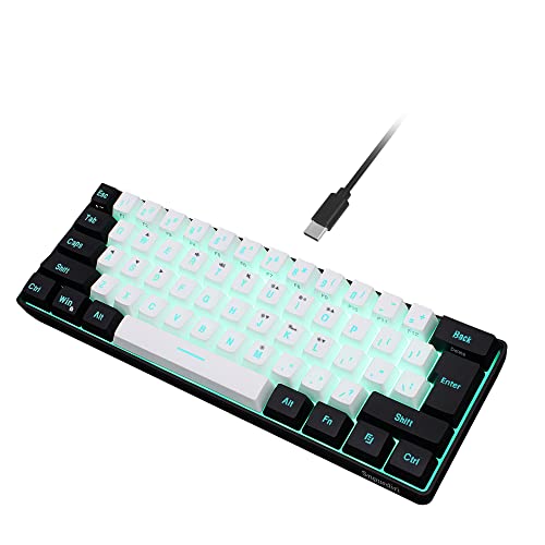 Snpurdiri % Wired Gaming Keyboard, Rgb Backlit Mini Keyboard, Waterproof Small Ultra Compact Keys Keyboard For Pcmac Gamer, Typist, Travel, Easy To Carry On Business Trip(Black White)