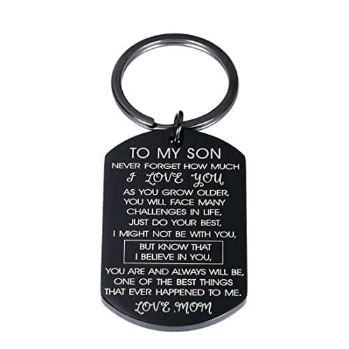 Son Gifts From Mom To My Son I Love You Keychain Gift For Him Boys Men Inspirational Quote Engraved Pendant Keyring Tags Present For Back To School Birthday Graduation Christm