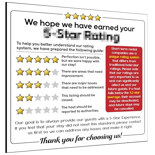 Star Rating Magnets For Your Air Bnb Needs   Our Airbnb Signs Are Great Airbnb Supplies, Vrbo, & Rental Friendly Decor   Our Airbnb Signs For Hosts Help To Encourage Guests To
