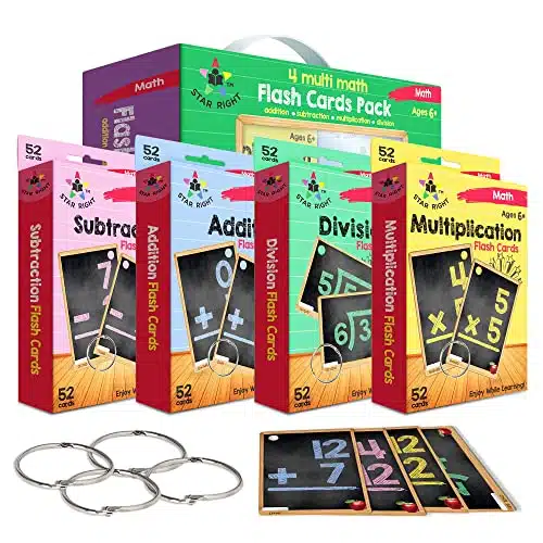 Star Right Math Flash Cards Set Of   Addition, Subtraction, Division, & Multiplication Flash Cards   Rings   Ath Flash Cards Multiplication And Division, Addition, Subtraction   Ages +