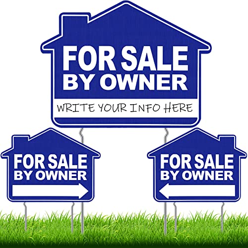 Tatuo Pcs For Sale By Owner Yard Sign X Inch Double Sided For Sale By Owner Sign Directional Arrow Yard House Real Estate Signs With Metal Stakes For Home Lawn Owners, Corrugated Plastic, Blue
