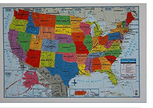 Teaching Tree United States Usa Wall Map X State Capitols Cities State & International Boundaries Major Rivers Lakes Timeline