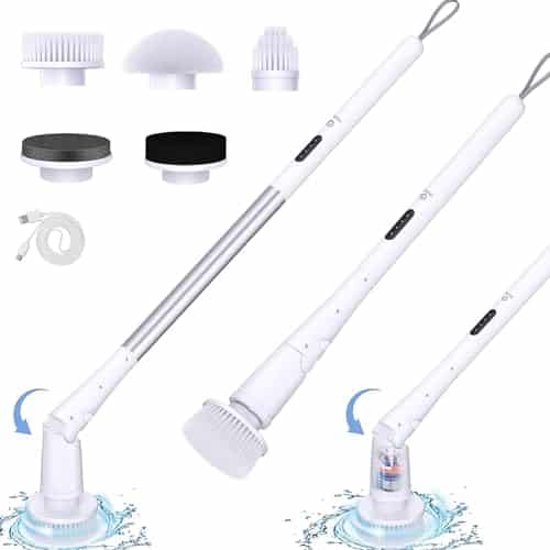 Vicmayun Electric Spin Scrubber, Cordless Shower Cleaning Brush With Replacement Heads, Adjustable Angle, Power Shower Scrubber With Extension Arm For Bathroom, Tub, Tile, Floor, Glass