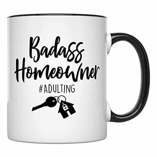 Younique Designs First Time Homeowner Mug, Ounces, Housewarming Gifts For New (Black Handle)