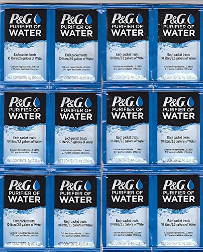 P&G Purifier of Water Portable Water Purifier Packets. Emergency Water Filter Purification Powder Packs for Camping, Hiking, Backpacking, Hunting, and Traveling. (Packets)