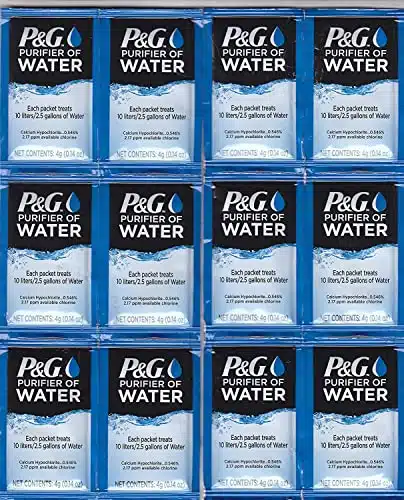 P&G Purifier Of Water Portable Water Purifier Packets. Emergency Water Filter Purification Powder Packs For Camping, Hiking, Backpacking, Hunting, And Traveling. (Packets)