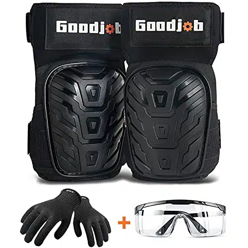 Goodjob Knee Pads For Work In Set Gel Knee Pads With Cut Resistant Gloves And Safety Goggles   Thick Foam Cushion And Non Slip Straps   Ideas Gifts For Men Or Woman
